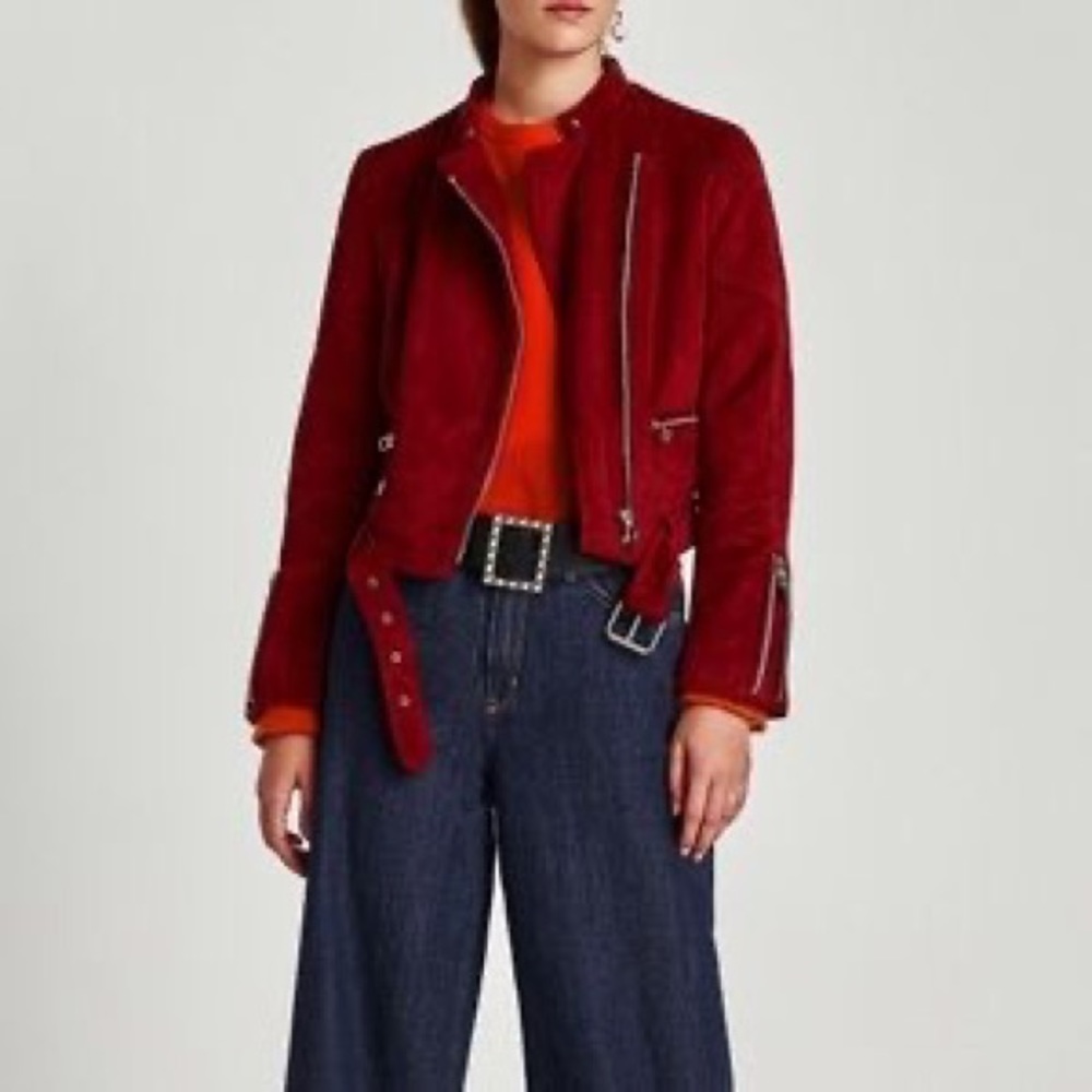 Zara red suede jacket